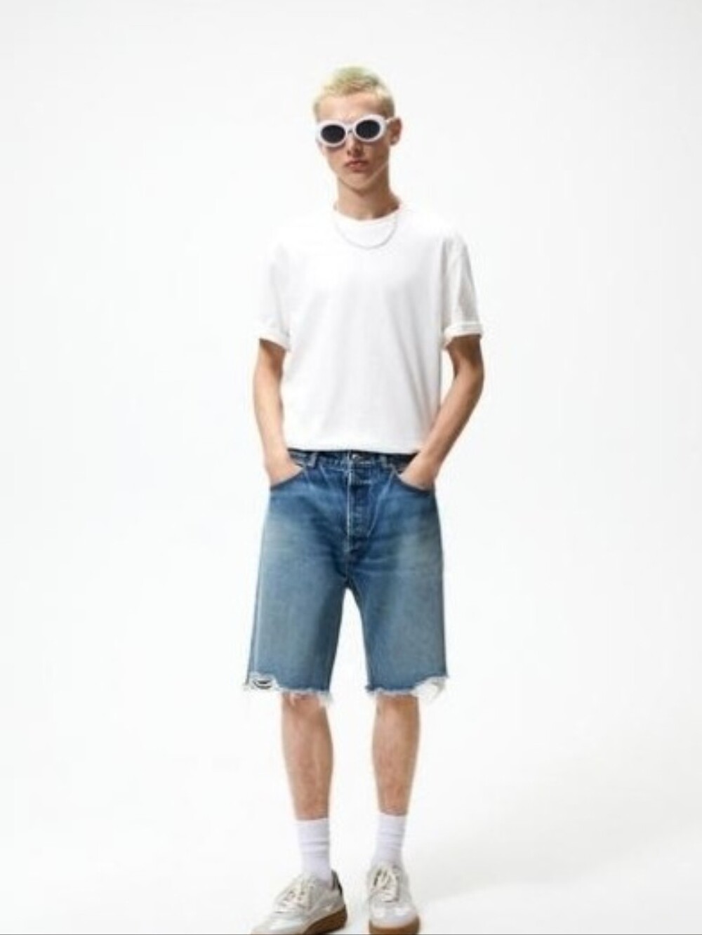Zara Sz 31 New Z1975 MID-RISE DENIM BERMUDA SHORTS